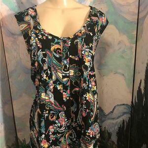 Chelsea Studio Black Floral Paisley Tunic Top
